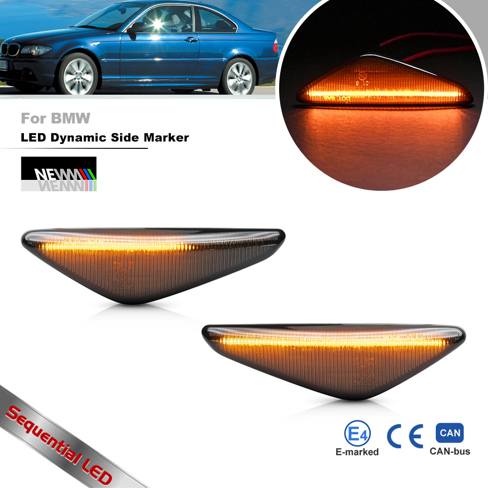 順序琥珀色 LED 前擋泥板側標誌燈適用於 2004 2005 2007 BMW E46 325Ci 330Ci Cou