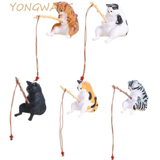 YONGWANG小貓釣魚裝飾品手工藝微景觀多用途自製植物盆栽貓掛裝飾水族館水箱裝飾魚缸擺件
