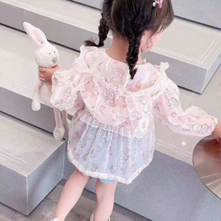｛臺灣精選｝ 女童外套防曬新款夏季洋氣兒童連帽女寶寶幼兒園超透氣薄款空調衫 熱賣