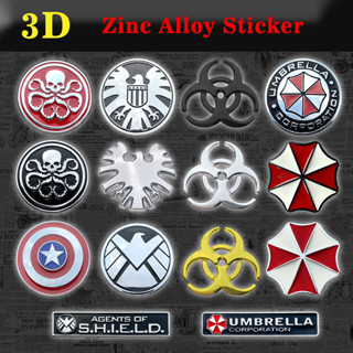 3d 鋅金屬汽車貼紙雨傘 S.H.I.E.L.D. 美國隊長摩托車改裝劃痕塊尾飾