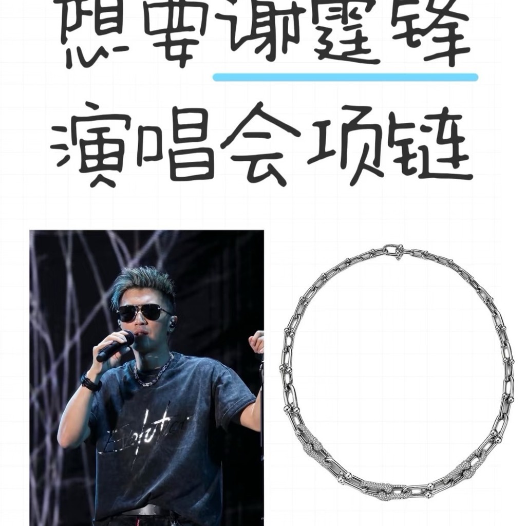謝霆鋒同款演唱會項鍊帥氣不掉色馬蹄漸變鏈環男士項鍊男神同款