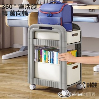 學生放書包神器【靜音滾動】收納置物架 落地多層小推車 地上帶輪桌 下可移動書架 桌面收納架 收納 置物架 層架 收納推車