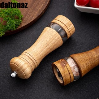 DALTONA手動鹽胡椒研磨機,經典的陶瓷磨芯鹽和胡椒磨,便攜式帶透明視窗可補充裝橡膠木胡椒瓶