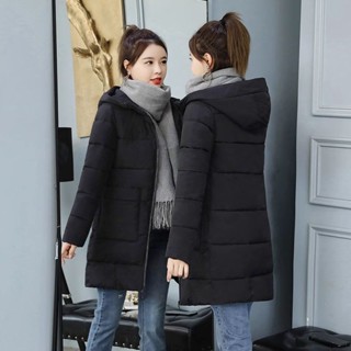 2024冬裝羽絨棉服新款棉衣女修身顯瘦連帽棉襖大碼中長款加厚外套