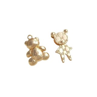 宏雲Hongyun-Ala新品-14K包金保色可愛小熊吊墜卡通搖頭熊項鍊掛件手工diy飾品配件吊飾