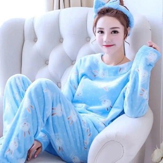 珊瑚絨睡衣女秋冬季加厚保暖可外穿韓版冬天法蘭絨大尺碼家居服套裝
