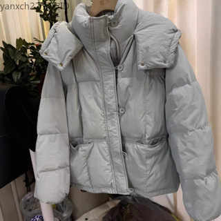 韓國東大門爆款 代購冬新款韓系短款羽絨服女寬鬆加厚連帽麵包服小個子白鴨絨保暖外套
