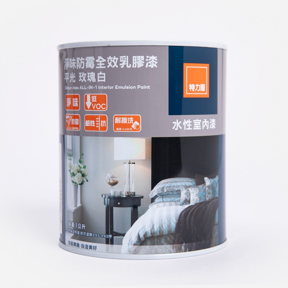 特力屋 淨味防霉全效乳膠漆 玫瑰白 1L