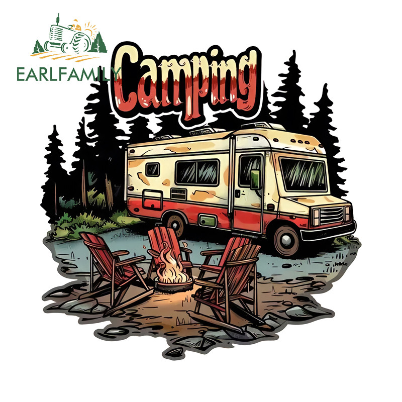EARLFAMILY 冒險露營車卡通車貼個性摩托車窗戶行李箱防水乙烯基貼花防刮花車用品