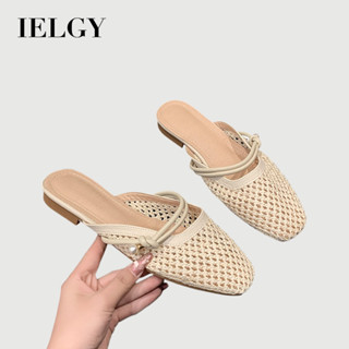 IELGY 女式夏季法式鏤空懶人涼鞋平底半拖鞋