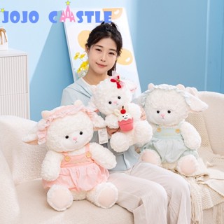 JOJO CASTLE 卡哇伊綿羊毛絨玩具卡通動物毛絨綿羊公仔軟床沙發靠墊可愛房間裝飾兒童生日聖誕節