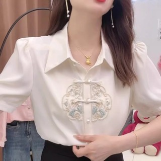 亞洲靈感女裝 Barong 襯衫現代菲律賓上衣休閒素色孔眼刺繡撞色蕾絲襯衫