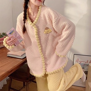 🚀臺現🚀 冬季 居家服 睡衣 布丁狗睡衣冬季女加絨加厚珊瑚絨居家服小香風秋冬天法蘭絨套裝