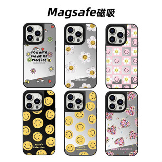 鏡面 磁吸 愛心笑臉 適用於蘋果iPhone 16 pro max 14 plus 13 12 15 手機殼 高階 卡通