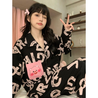 現貨 長袖睡衣 loopy睡衣 可愛睡衣 小海狸 居家服 女生睡衣 兩件式睡衣 秋冬睡衣 家居服 露比 睡衣套裝 韓國睡