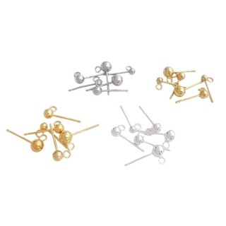 宏雲Hongyun-Ala新品-保色開口掛圈豆豆耳釘925純銀耳針14k包金18k真金diy珠針耳飾材料