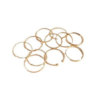 宏雲Hongyun-Ala新品-14K銅包真金保色批花波浪戒指簡約ins風指環組合尾戒女潮diy戒圈