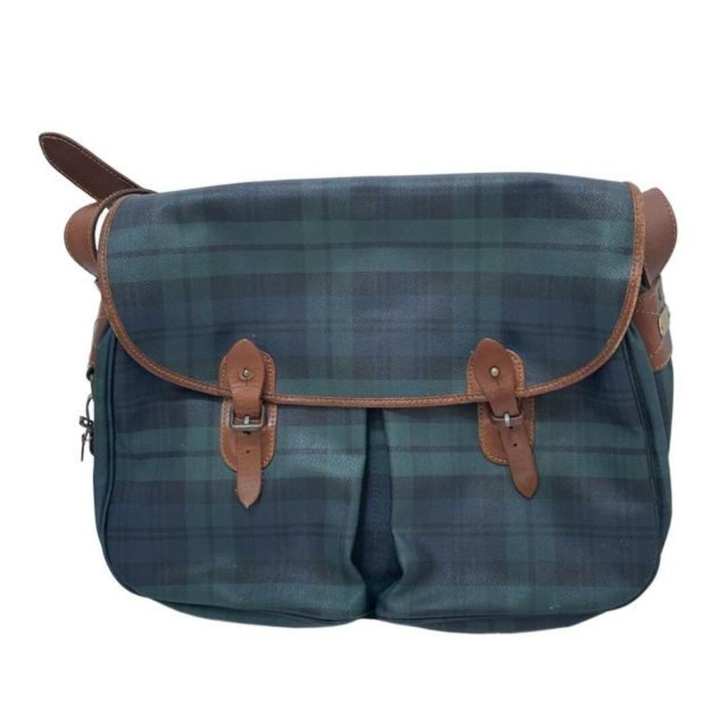 Polo Ralph Lauren green A n O H R 肩背包 側肩包 郵差包 綠色 皮革 格紋 日本直送