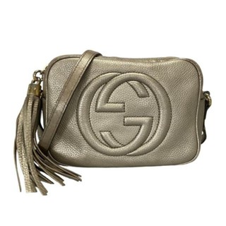 Gucci 古馳 gold I 肩揹包 側肩包 金 皮革 日本直送 二手