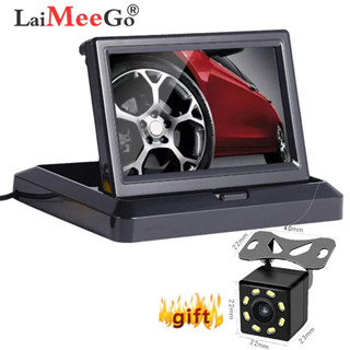 可折疊 4.3 英寸 TFT 液晶屏 HD800*480 螢幕汽車監視器倒車停車監視器帶 2 路視頻輸入，8 LED 汽