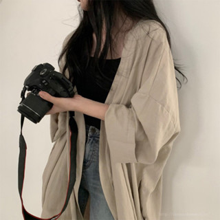正品現貨 韓版 寬鬆長袖 開衫 外套 女 襯衫 東南亞女裝 純色 薄款 風衣 防曬衣女 外衣