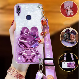 保護殼 Vivo Y95 Y93 Y91 Y91C Y91i Y1S 手機殼兔子支架豪華軟 tpu 腕帶支架手機套帶免費