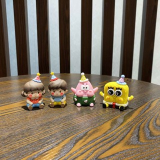 【潮玩精品擺件】卡通可愛海綿寶寶桌麵小擺件創意治癒係車載中控臺迷你裝飾品玩偶