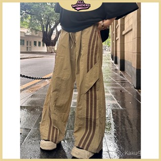 【AllWonders】【7966人收藏】美式傘兵工裝褲男女夏季薄款速幹顯瘦寬鬆褲子條紋戶外登山運動褲