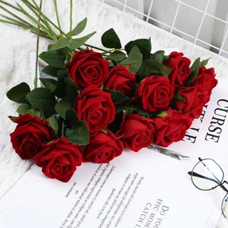 【24小時】模擬玫瑰花客廳裝飾插花情人節花單支塑膠假花花束乾花擺件模擬玫瑰客廳裝飾電視櫃插花20250506