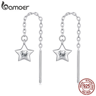 Bamoer 925 純銀耳環星光設計珠寶女士禮物