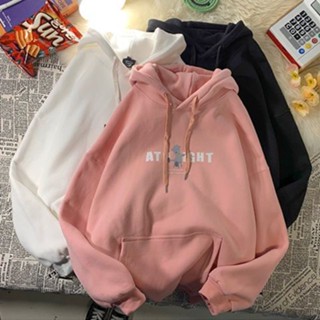 胖胖美依 S-4XL 大碼女裝 印花上衣 學院風 連帽T卹 大尺碼上衣 新款連帽上衣寬鬆長袖情侶裝學生外套-2238.