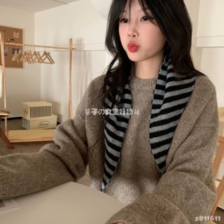 氣質爆表🫧出口韓國原單洋氣羊絨針織條紋三角圍巾披肩 秋冬新款外搭保暖 三角巾披肩 保暖出行圍巾 針織披肩