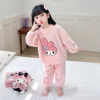 【女童法蘭絨睡衣套裝】兒童秋冬季珊瑚絨睡衣 女寶寶加厚保暖家居服兩件套外穿