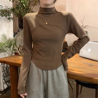 胖胖美依 s-2xl 大碼女裝 長袖t卹 發熱衣 保暖 新款德絨內搭保暖修身長袖t卹上衣-2268.