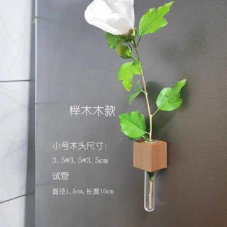 花瓶冰箱貼木製花瓶試管透明玻璃水培植物插花器簡約田園風