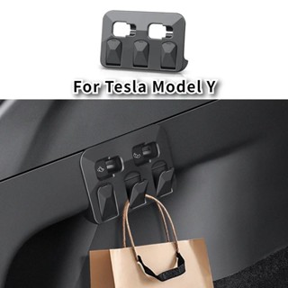 適用於特斯拉 Model Y 後備箱掛鉤 ABS 隱藏式後行李箱按鈕折疊掛鉤收納盒儲物掛鉤汽車內飾配件 2021-202
