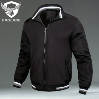 Eaglade 摩托車騎行轟炸機騎士夾克防水風衣男士黑色 D04