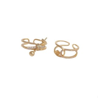 宏雲Hongyun-Ala新品-保色14K包金微鑲鋯石半孔珍珠託打結戒指diy手工粘珠空託開口指環
