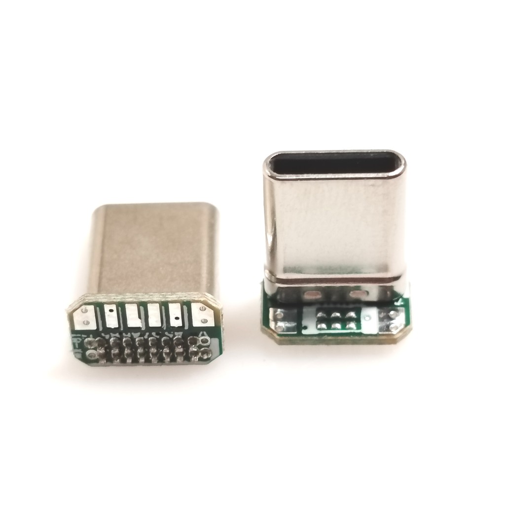 TYPE-C公頭立插16Pin帶PCB板2/3/4/5/6芯個焊盤拉伸90度L型
