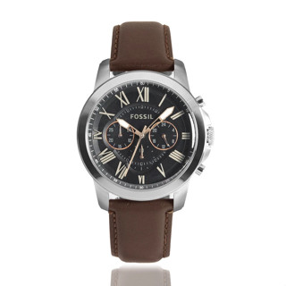 FOSSIL | 羅馬時標三眼計時腕錶 - 銀X黑 FS4813