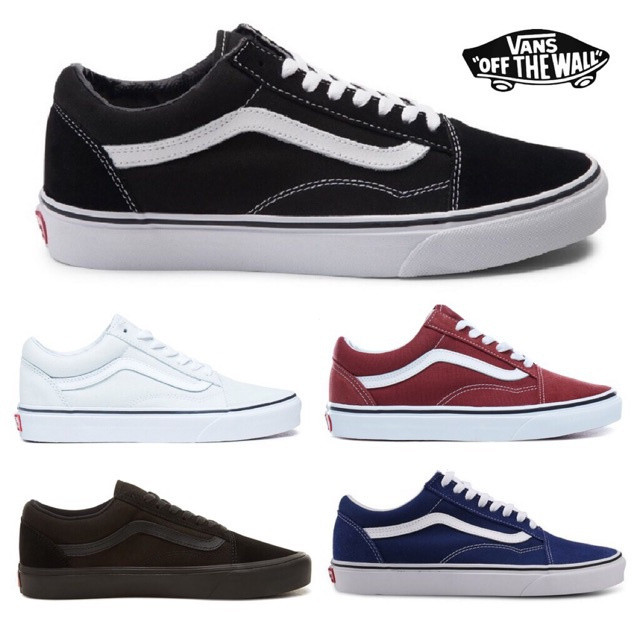 范斯 熱! Original Vans Old Skool 運動鞋帆布黑色/全黑/海軍藍/酒紅/全白