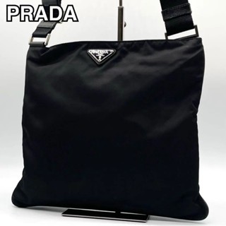 PRADA 肩揹包 Saffiano皮革 黑色 尼龍 日本直送 二手