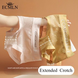 ECMLN 無縫性感蕾絲加長下襠內褲女中腰字母簡約風格簡約透氣三角內褲