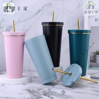 500ml / 700ml 帶吸管杯保溫杯不銹鋼真空吸管杯可容納珍珠奶茶保溫杯咖啡杯