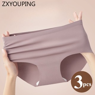 ZXYOUPING 3PCS 無痕內褲女士瑜伽內褲運動無夾臀冰絲中腰內褲