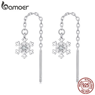 Bamoer 925 純銀耳環冰雪設計珠寶女士禮物