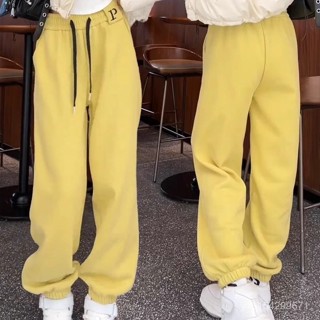 2024哈倫顯瘦加絨寬鬆加厚束腳褲衛褲休閒褲運動褲高腰女新款冬季