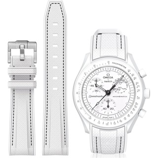 Moonswatch 手錶錶帶,彎曲矽膠錶帶相容 Omega X Swatch 20 毫米手錶,Swatch Omega