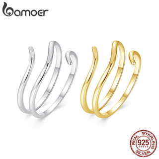 Bamoer 925 純銀開口戒指多層簡約時尚首飾禮物女士