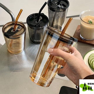 【2541人好評】GUCGRES水杯ins高顔值咖啡杯玻璃杯北極光大容量帶蓋傢用吸管杯女